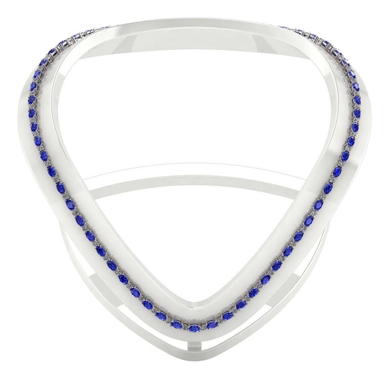 Arorra 18k White Gold Filled Lab-Created Blue Sapphire & Swarovski Crystal Tennis Necklace – 16-19"