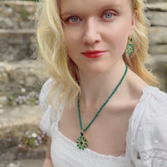 Emma Chapman Limited Edition Green Onyx Iolite Star Earrings, Gold Plated