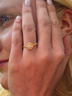 Emma Chapman 14k Yellow Gold Old MIne Diamond Flower Ring