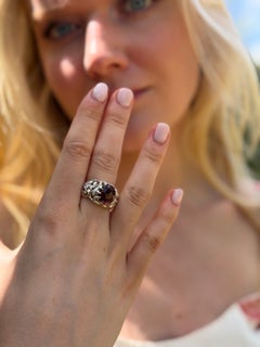 5.3k Pink Tourmaline Silver Hand-Carved Statement Ring by Emma Chapman