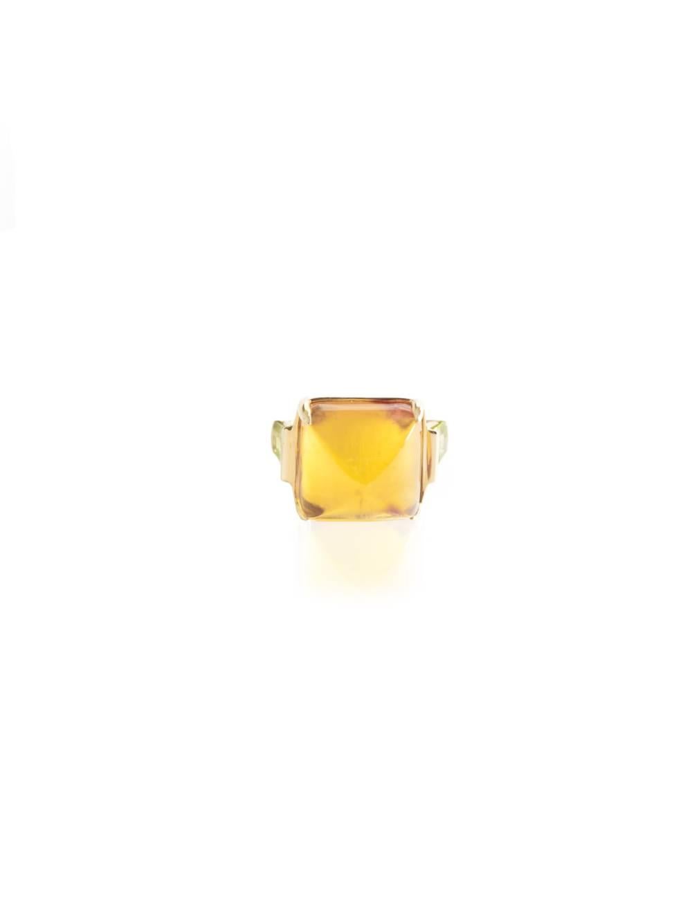 18kt. Yellow gold ring with amber and peridot.

Handmade in Italy

Made-to-order production time: 4 weeks 