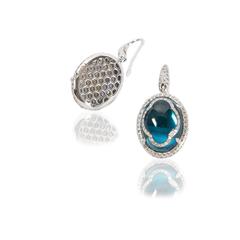 White Gold Earrings with Topaz and White Diamonds by Opera, Italian Attitude