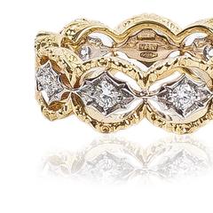 Yellow Gold Ring with White Diamonds by Opera, Italian Attitude