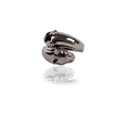 Black Coated White Gold Ring with White Diamonds by Opera, Italian Attitude
