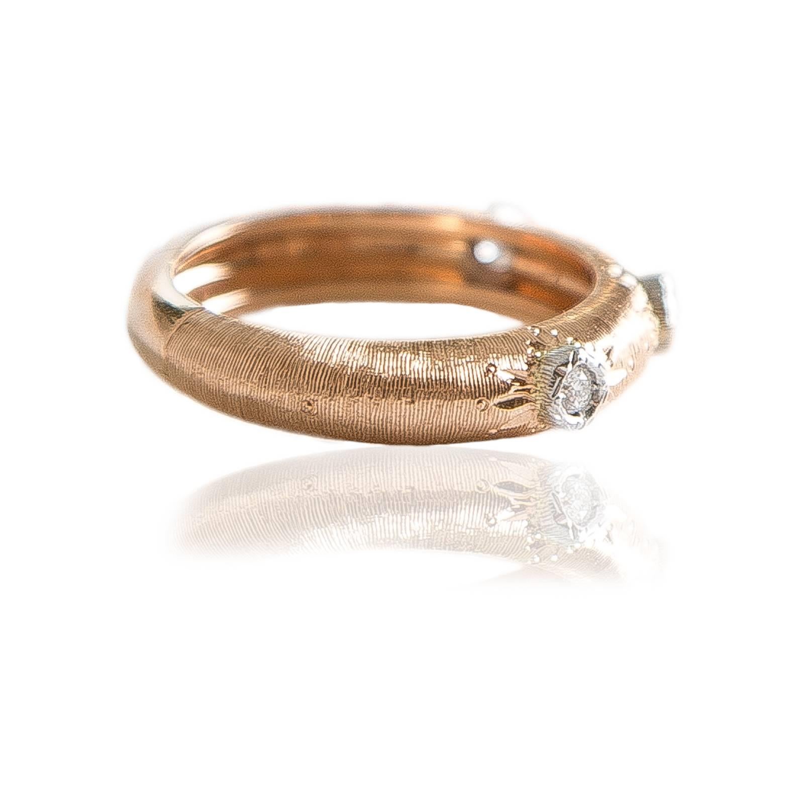 Rose Gold Ring with White Diamonds by Opera, Italian Attitude In New Condition For Sale In Milano, IT