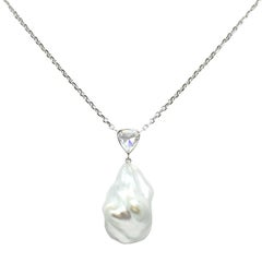 Baroque Pearl and Rose-Cut Diamond Drop Necklace 7