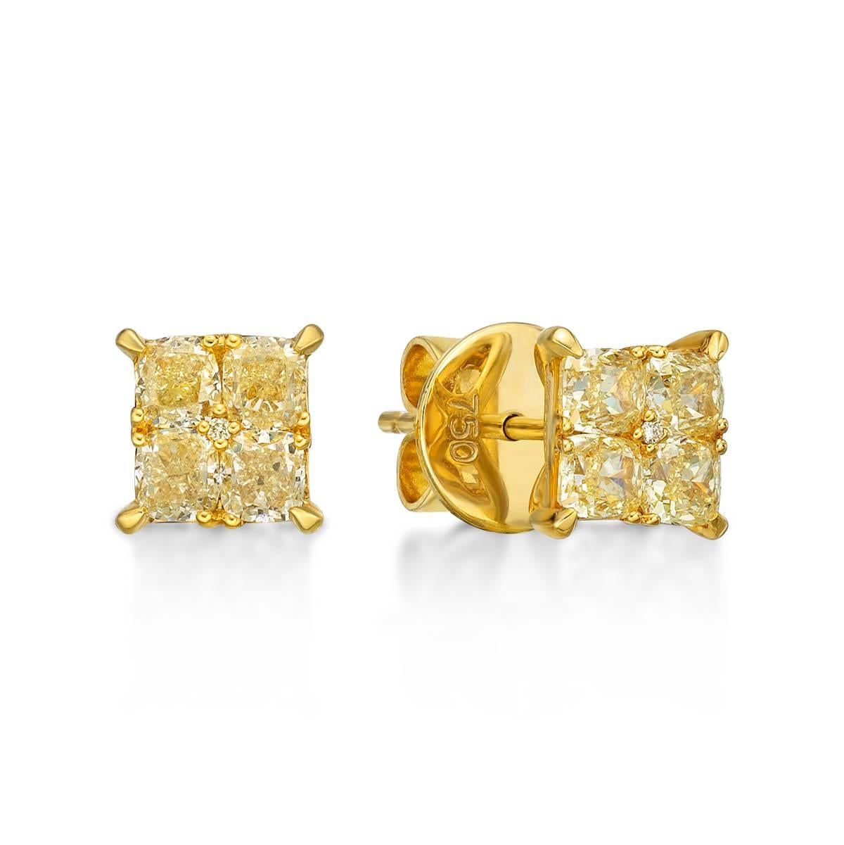 Gilin's classic, yet elegant collection. Perfect for your everyday wear. 

The yellow diamond illusion on each side has a measurement of approximately a size of a 1.50 carat Princess Cut Diamond. It can be detached from the 18K White Gold White