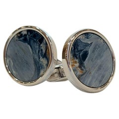 Boutons de manchette GILIN en or blanc 18k Pietersite