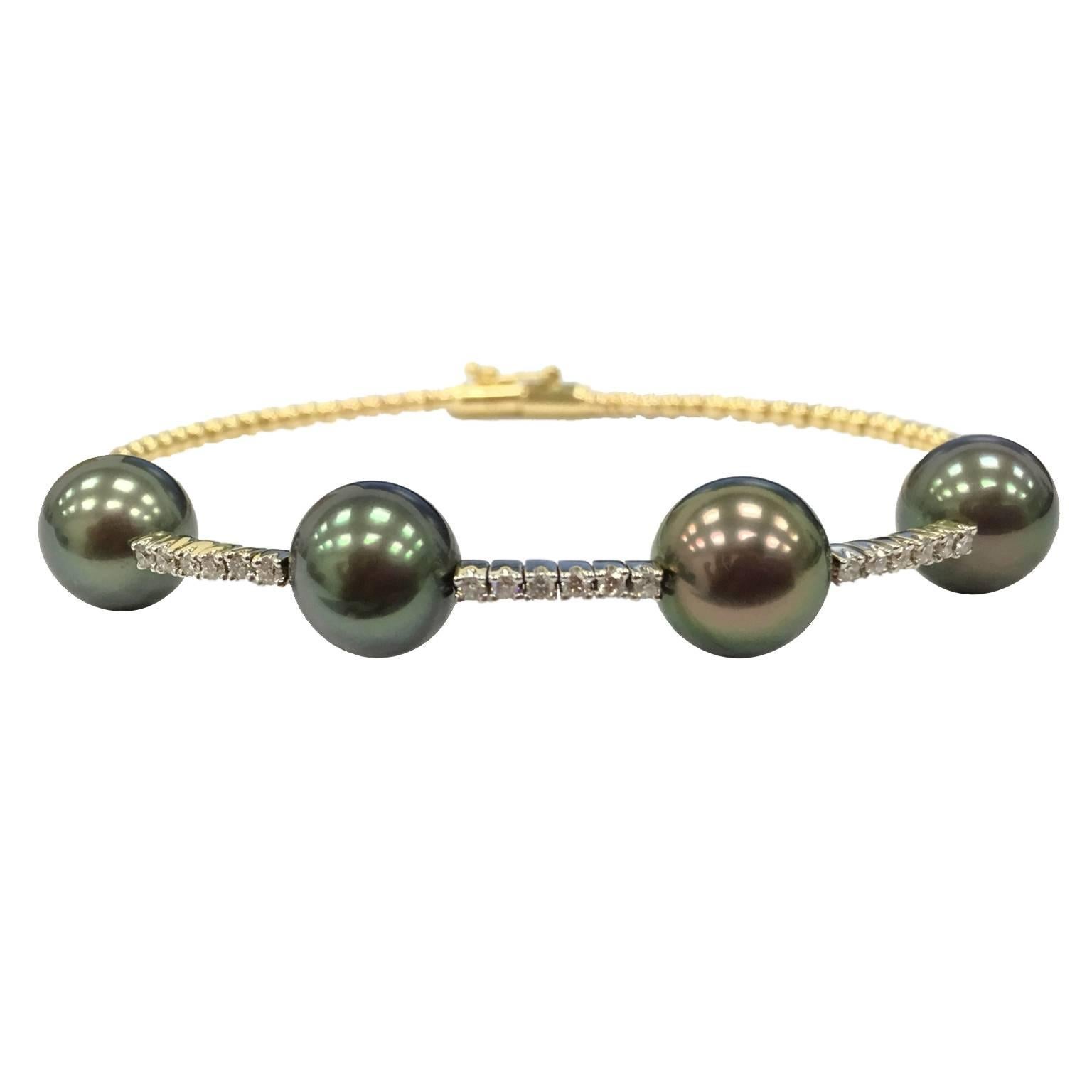 GILIN Bracelet jonc en perles de Tahiti et diamants en vente