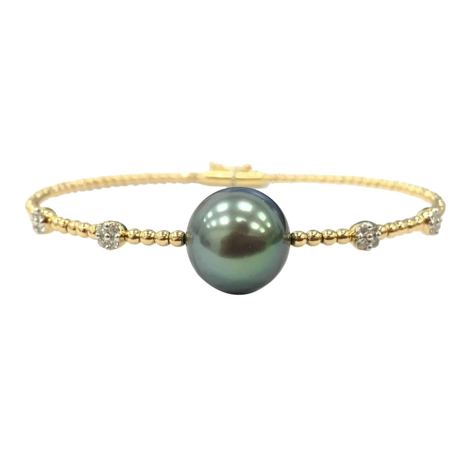 GILIN Bracelet jonc en perles de Tahiti et diamants en vente