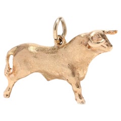18K Yellow Gold Bull Taurus Zodiac Charm