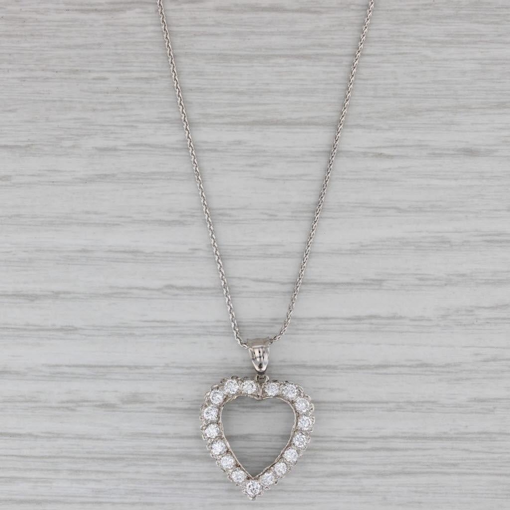 0.76ctw Diamond Open Heart Collar Colgante 14k Oro Blanco 16