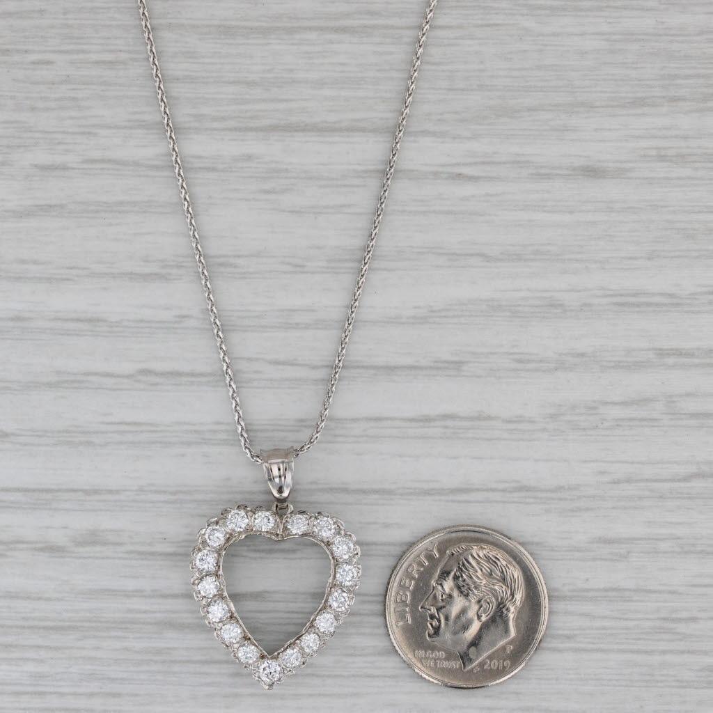 0.76ctw Diamond Open Heart Collar Colgante 14k Oro Blanco 16