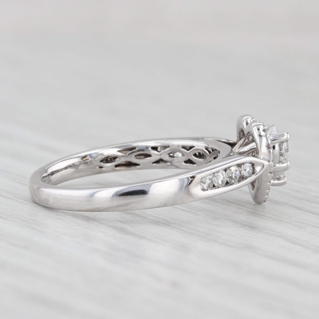 da uomo o donna Anello di fidanzamento a forma di cuore con diamante da 0,51 carati in oro bianco 14k, misura 7 in vendita