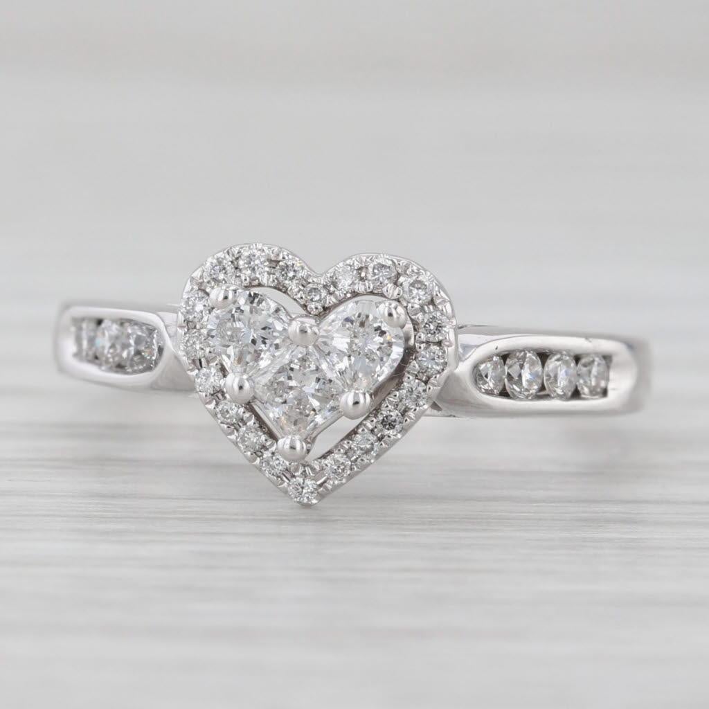 Anello di fidanzamento a forma di cuore con diamante da 0,51 carati in oro bianco 14k, misura 7 in vendita 1