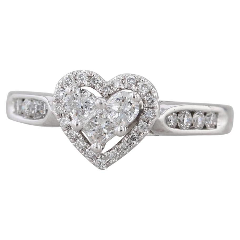 Anello a grappolo con diamanti da 0,79ctw in oro bianco 14k, misura 6,75 per il fidanzamento