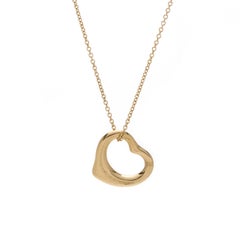 Tiffany & Co Elsa Peretti Diamond Heart Chain Necklace, 18k Yellow Gold