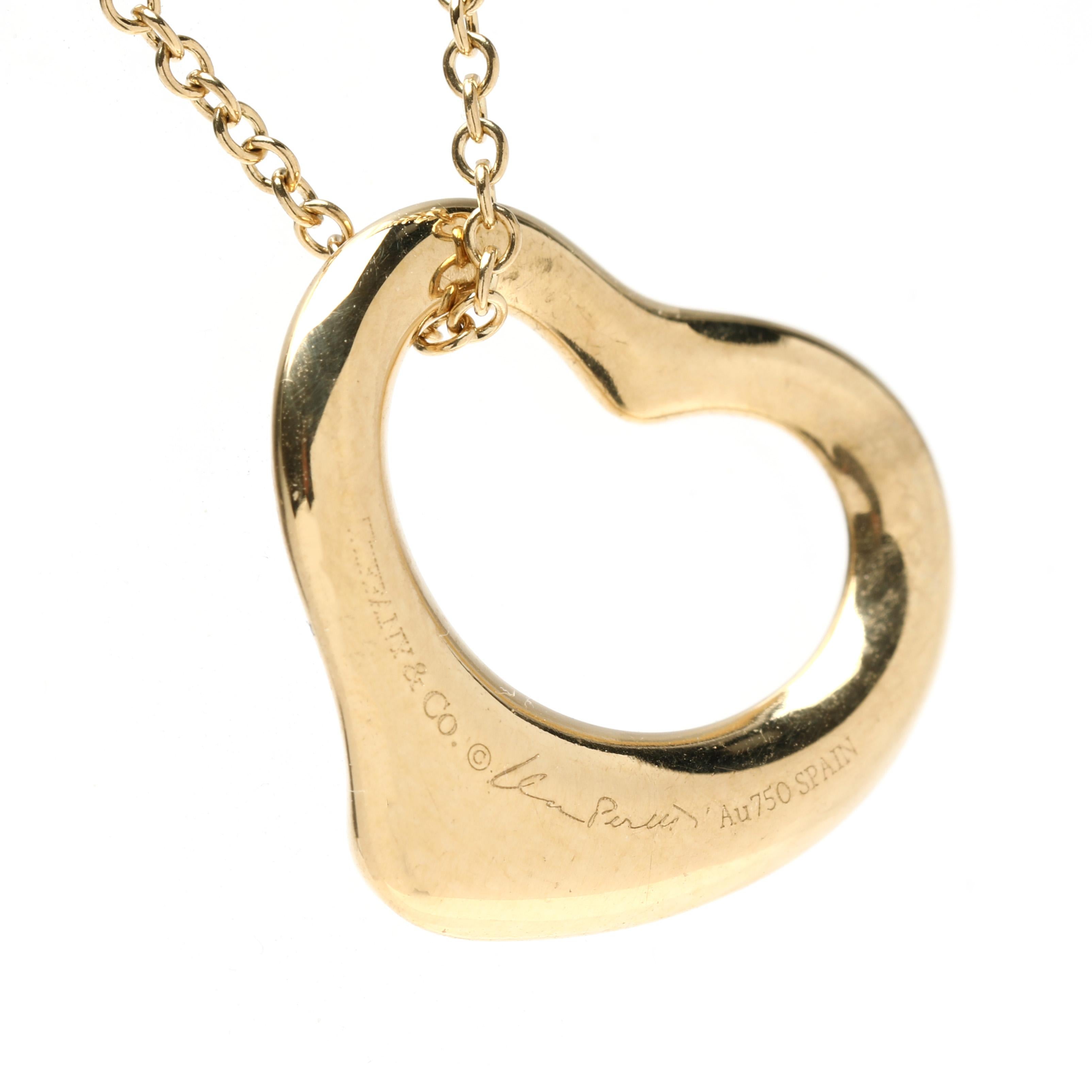 Collana con catena a cuore con diamanti Elsa Peretti for Tiffany & Co. In condizioni buone in vendita a McLeansville, NC