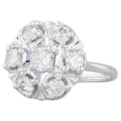 Anello a grappolo con diamanti da 0,79ctw in oro bianco 14k, misura 6,75 per il fidanzamento