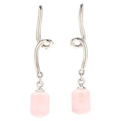 Tiffany & Co. Orecchini pendenti di quarzo rosa, A. Silver, lunghezza 1,5 pollici