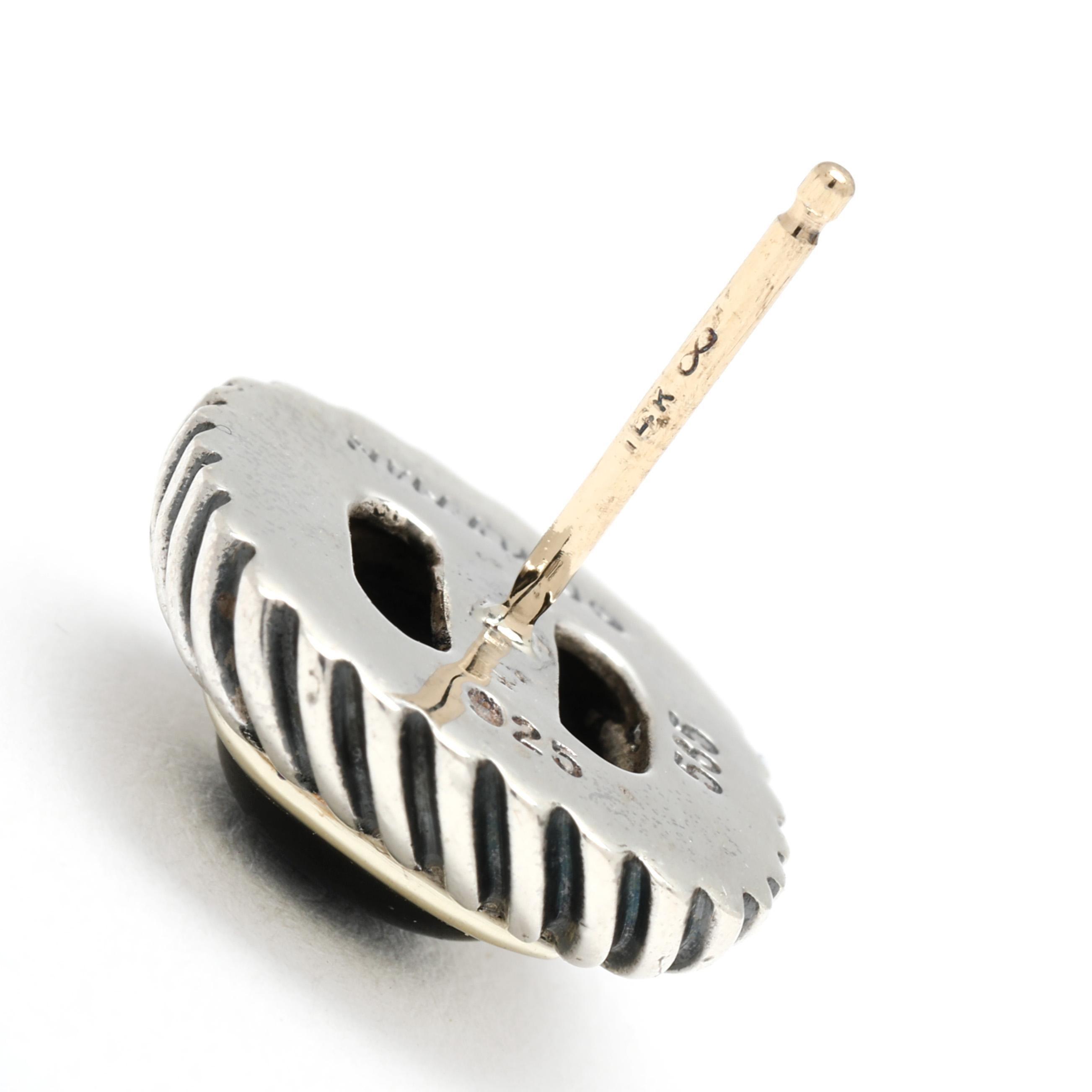 David Yurman Orecchini quadrati in onice nero, oro giallo 14k, A. Silver In condizioni buone in vendita a McLeansville, NC