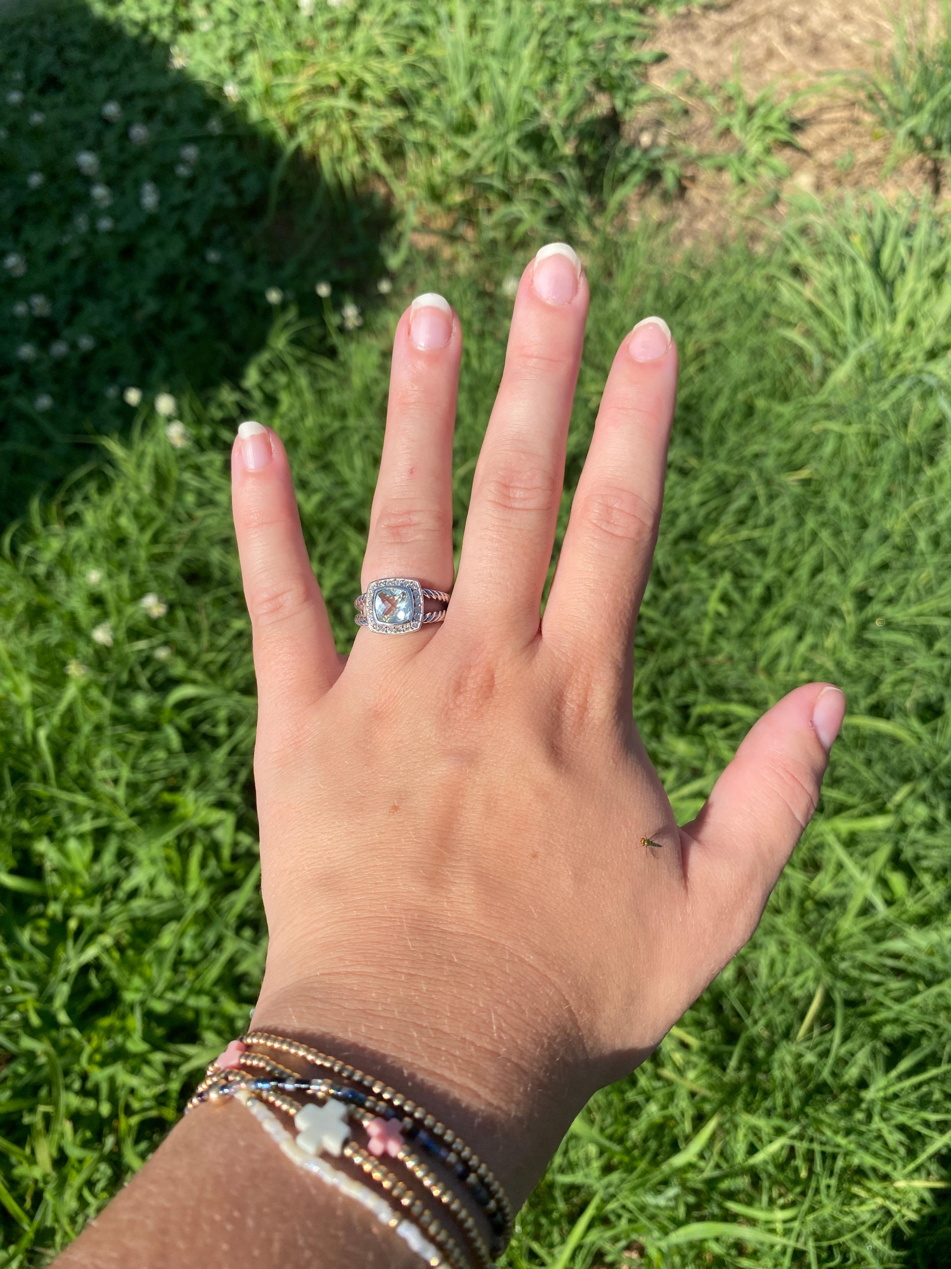 David Yurman 1,61 ctw Prasiolith und Diamant-Ring, Sterling Silber, Ringgröße 6 im Angebot 1