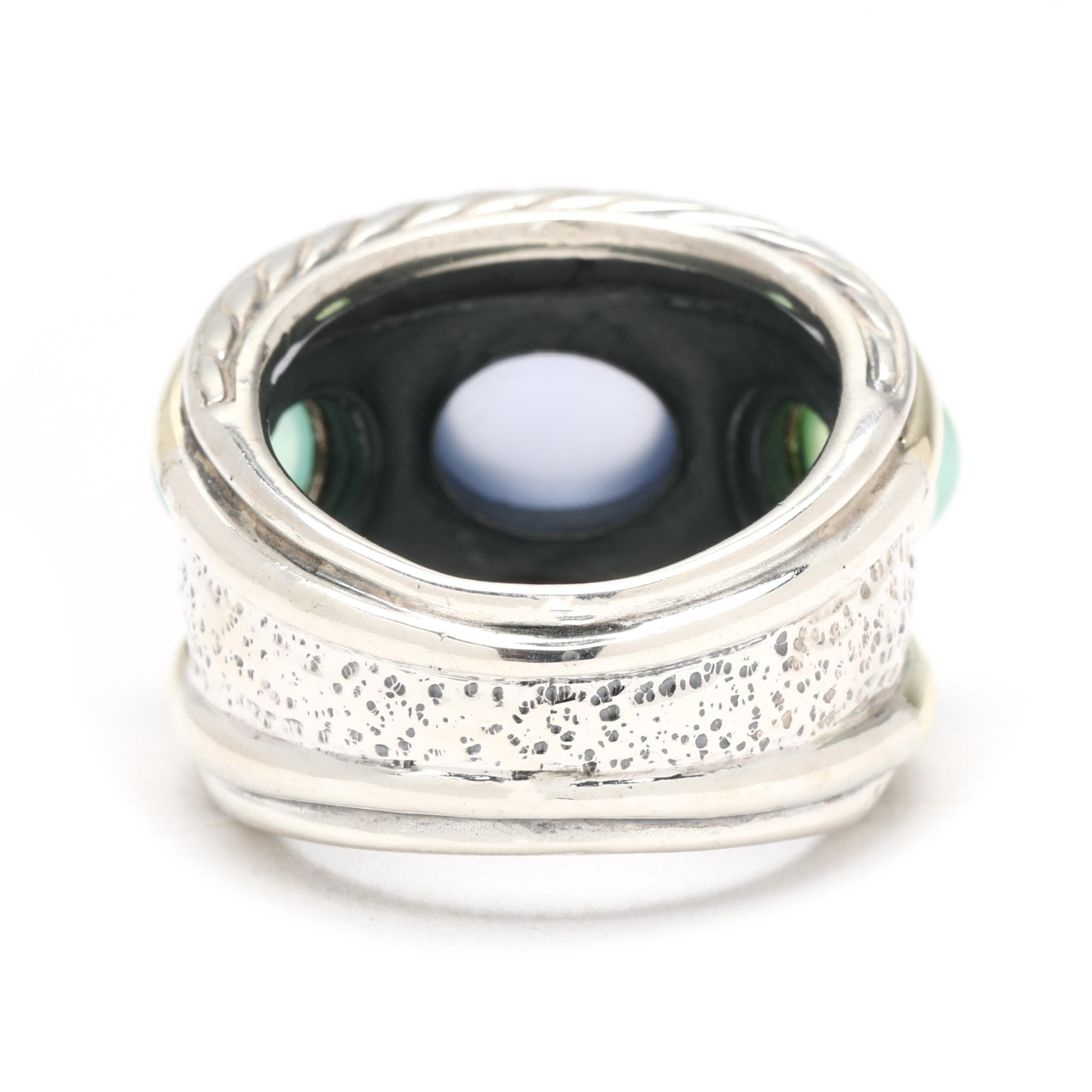 Taille ovale David Yurman, bague ovale en calcédoine, argent, taille 6 en vente