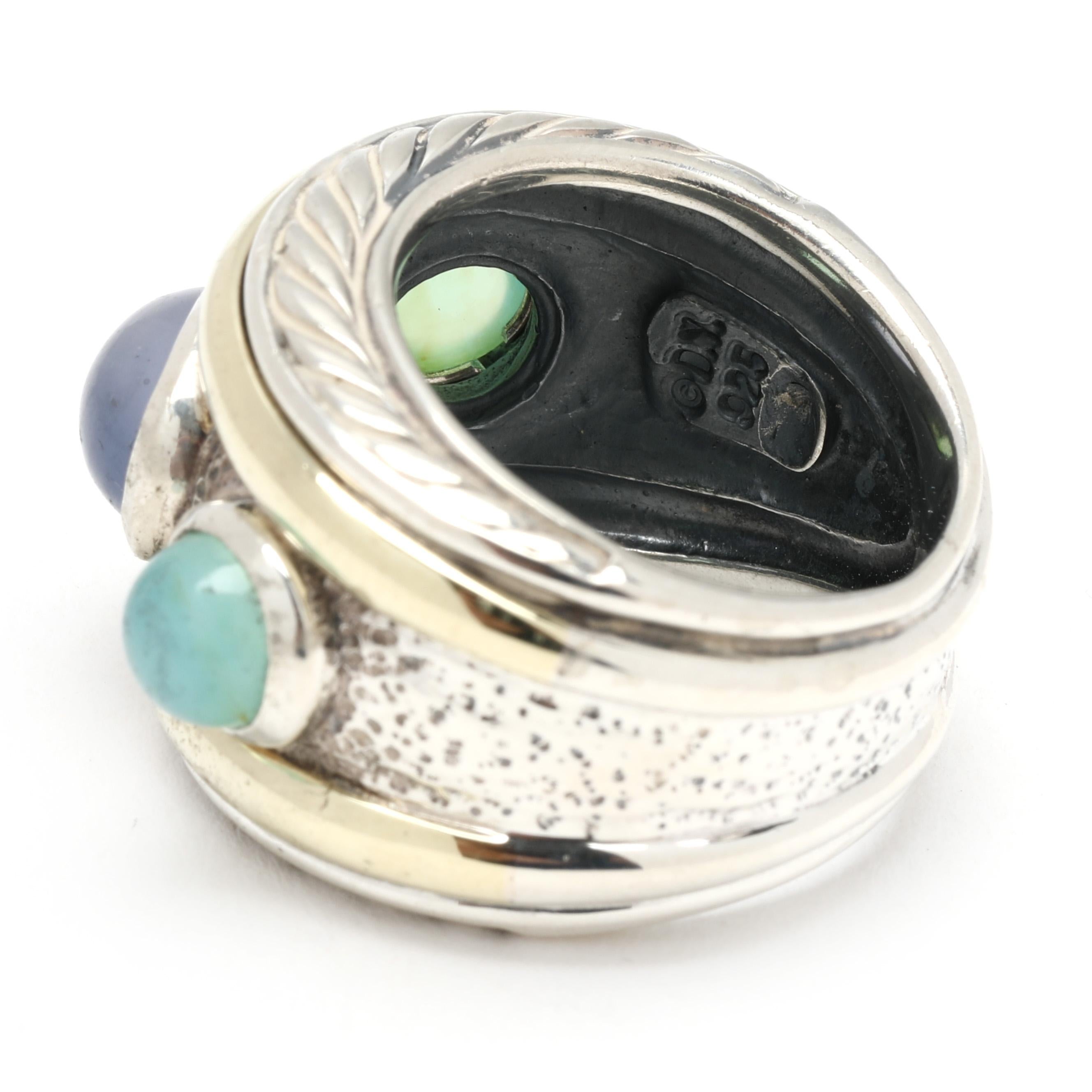 David Yurman, bague ovale en calcédoine, argent, taille 6 Unisexe en vente
