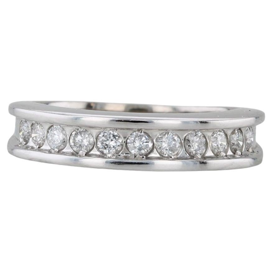 Fascia nuziale con diamante da 0,33 ct. in oro bianco 14k Misura 7 Anello per l'anniversario