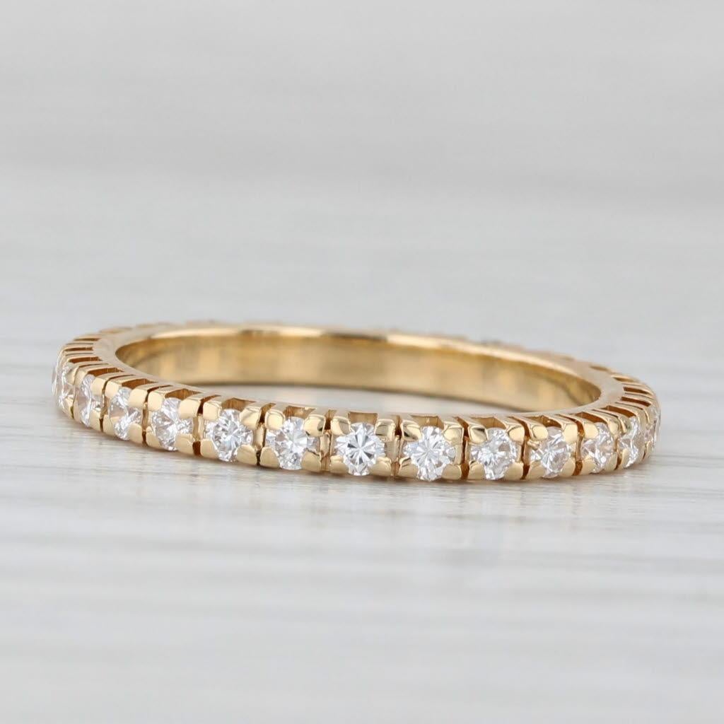 0.54ctw Diamond Eternity Ring Or jaune 18k Taille 5 Wedding Band Stackable Unisexe en vente