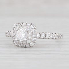 0,55ctw Runde Diamant Halo Verlobungsring 14k Weißgold Größe 6,5
