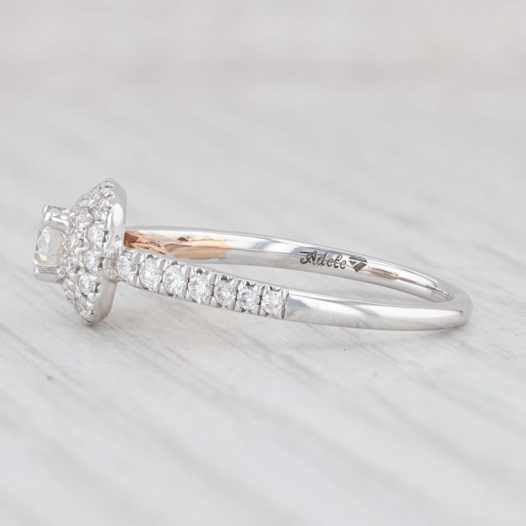 Femenino o masculino 0,55 ctw Anillo de compromiso con halo de diamantes redondos Oro blanco 14k Talla 6,5 en venta