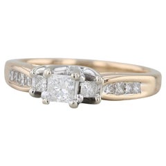 0.61ctw Princess Diamond Engagement Ring 14k Yellow White Gold Size 7