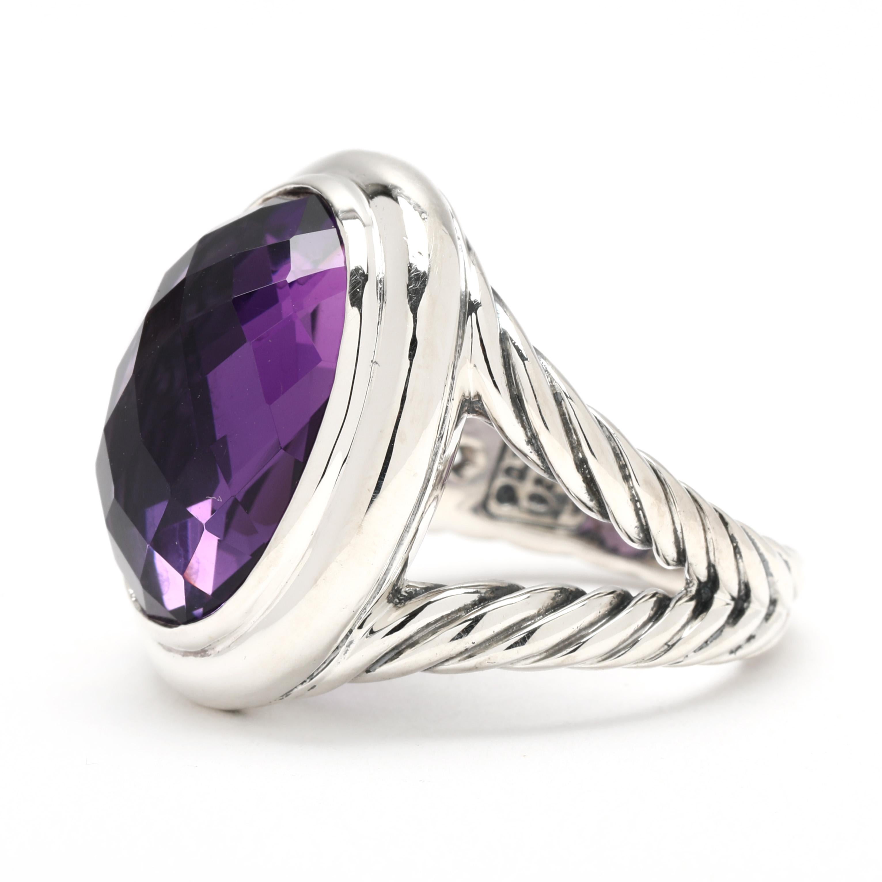 David Yurman Large Oval Amethyst Ring, Sterling Silver, Ring Size 7 (bague de taille 7) Bon état - En vente à McLeansville, NC