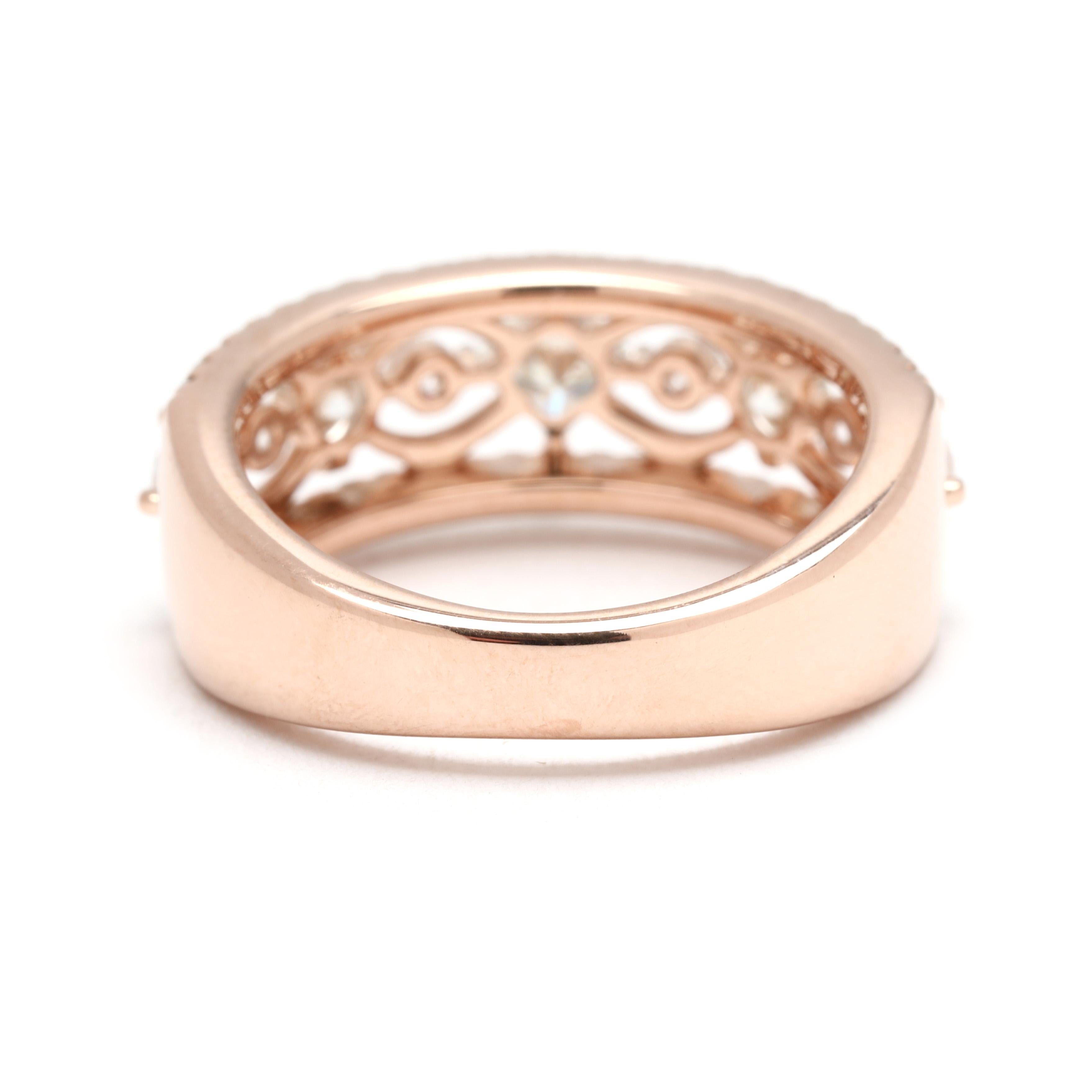 Taille princesse 1.05ctw Diamond The Leo First Lights Band Ring, 14k Rose Gold, Ring Size 6 en vente