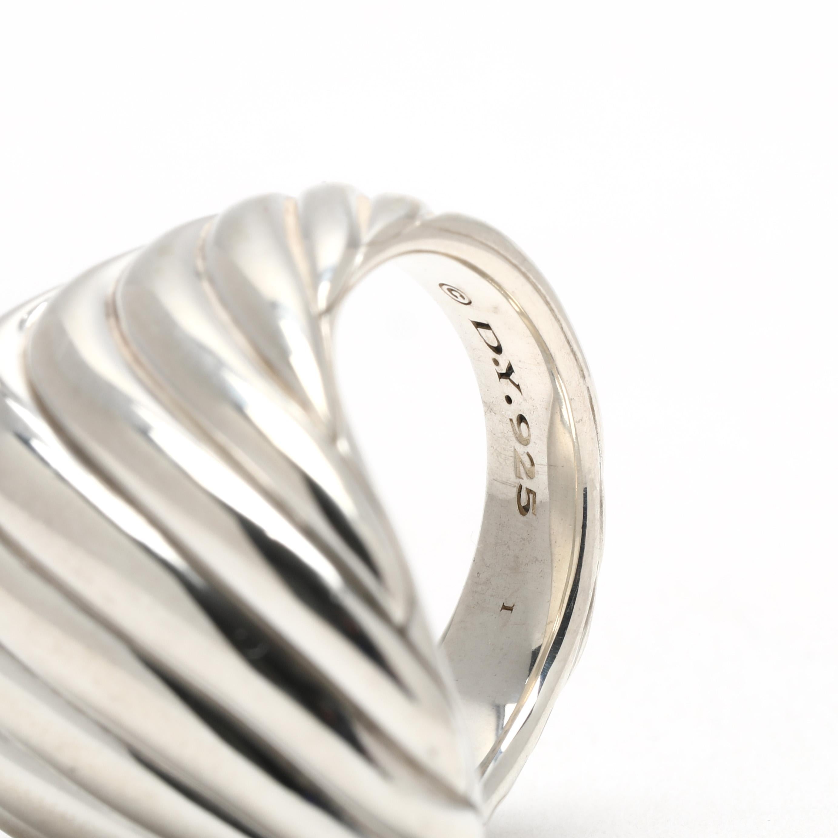 David Yurman Ridged Statement Ring, Sterling Silber, Ringgröße 6,75 im Angebot 1