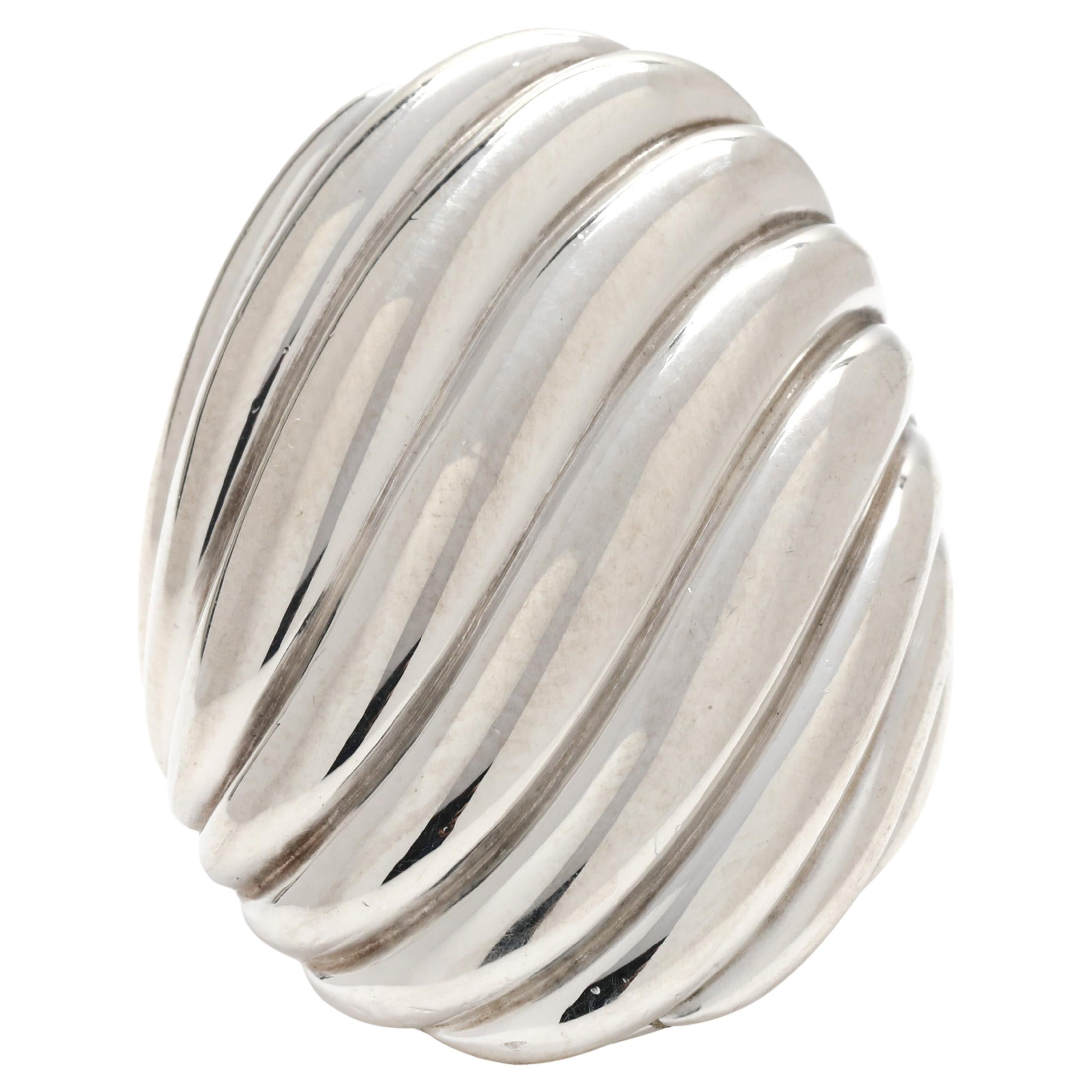 David Yurman Ridged Statement Ring, Sterling Silber, Ringgröße 6,75 im Angebot