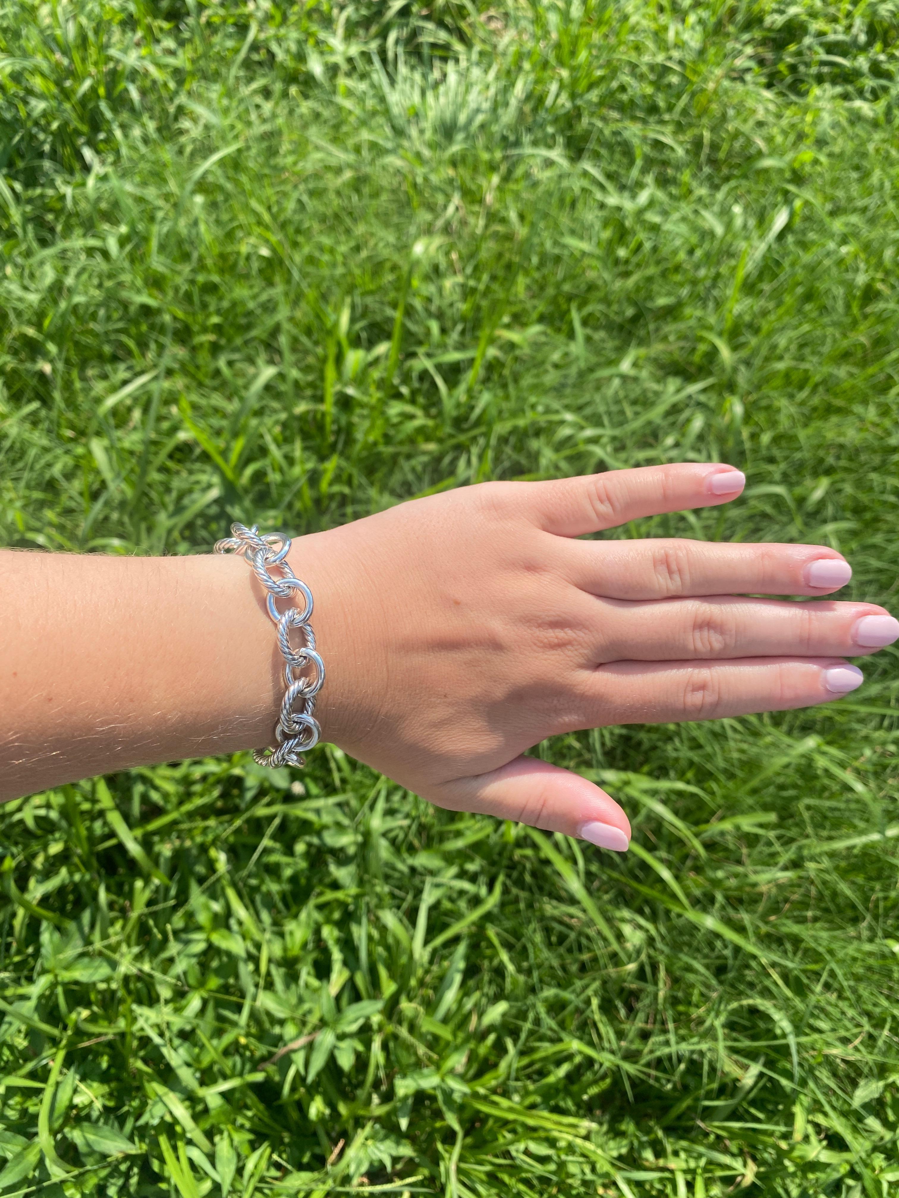 Pulsera de cadena de eslabones ovalados David Yurman, plata de ley, longitud 7,25 pulgadas en venta 2