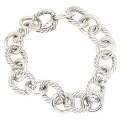 David Yurman Oval Link Kette Armband, Sterling Silber, Länge 7,25 Zoll
