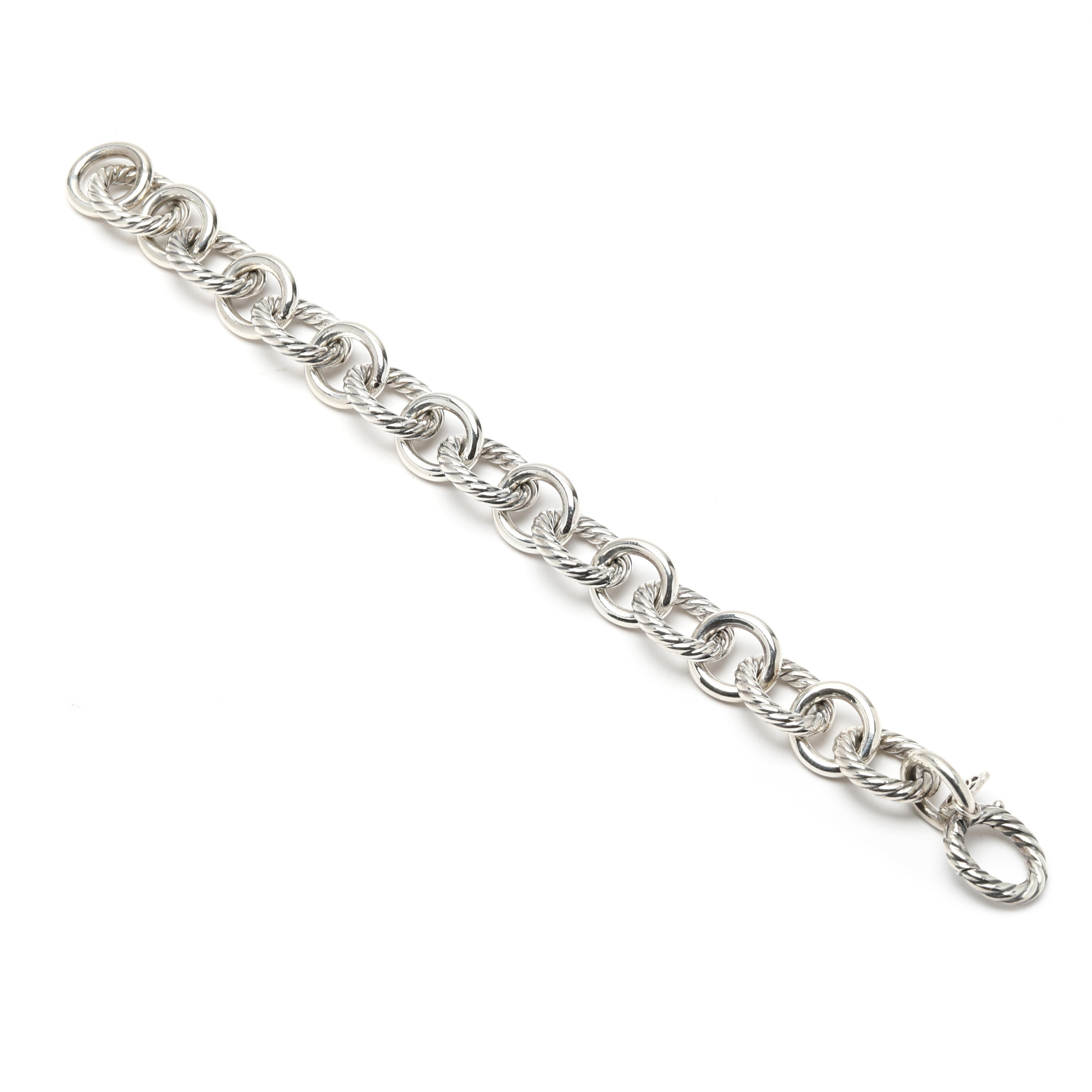 Pulsera de cadena de eslabones ovalados David Yurman, plata de ley, longitud 7,25 pulgadas en venta 1