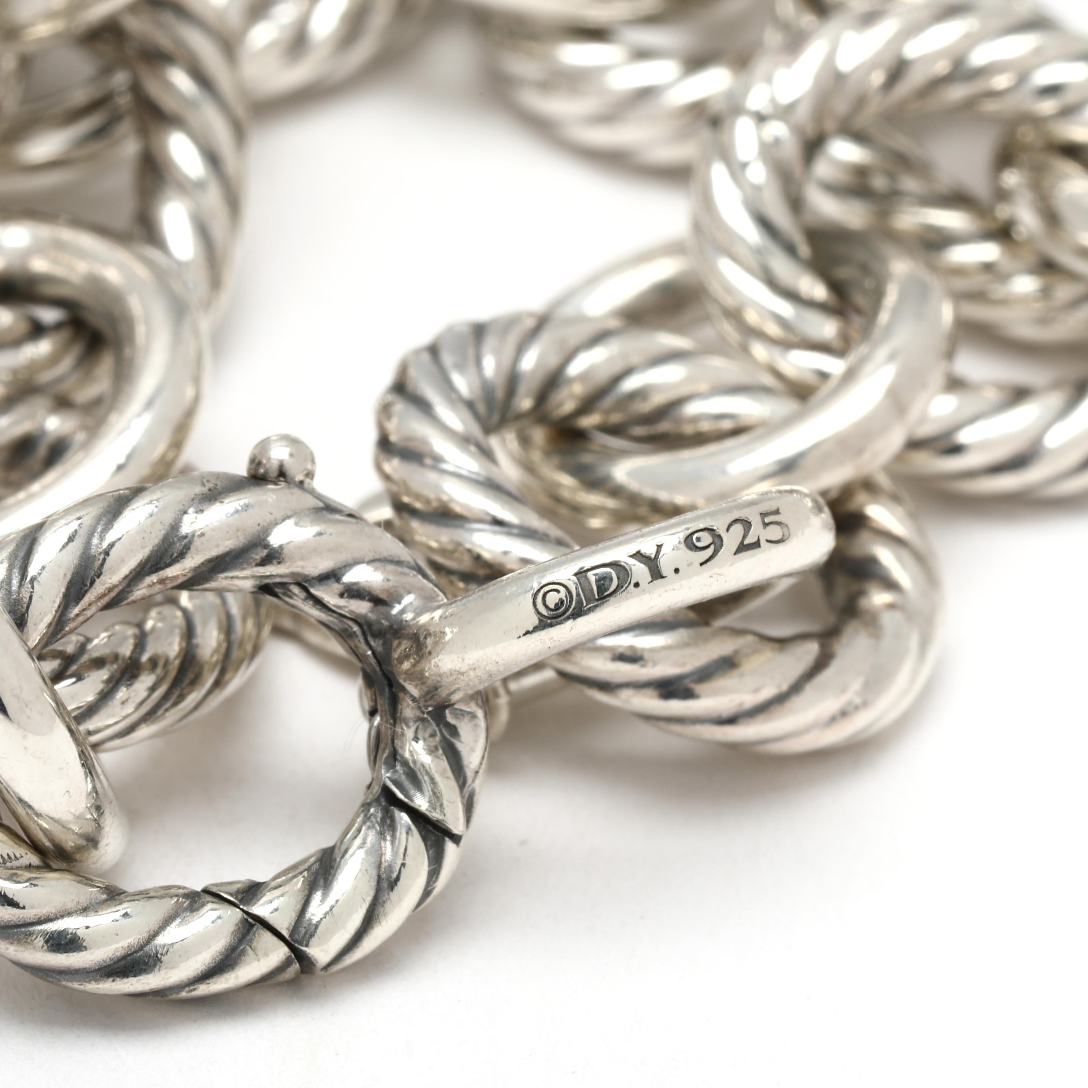Femenino o masculino Pulsera de cadena de eslabones ovalados David Yurman, plata de ley, longitud 7,25 pulgadas en venta