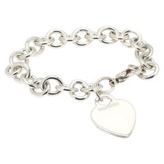 Tiffany & Co Pulsera con Encanto Corazón, Plata de Ley, Largo 6,75 Pulgadas