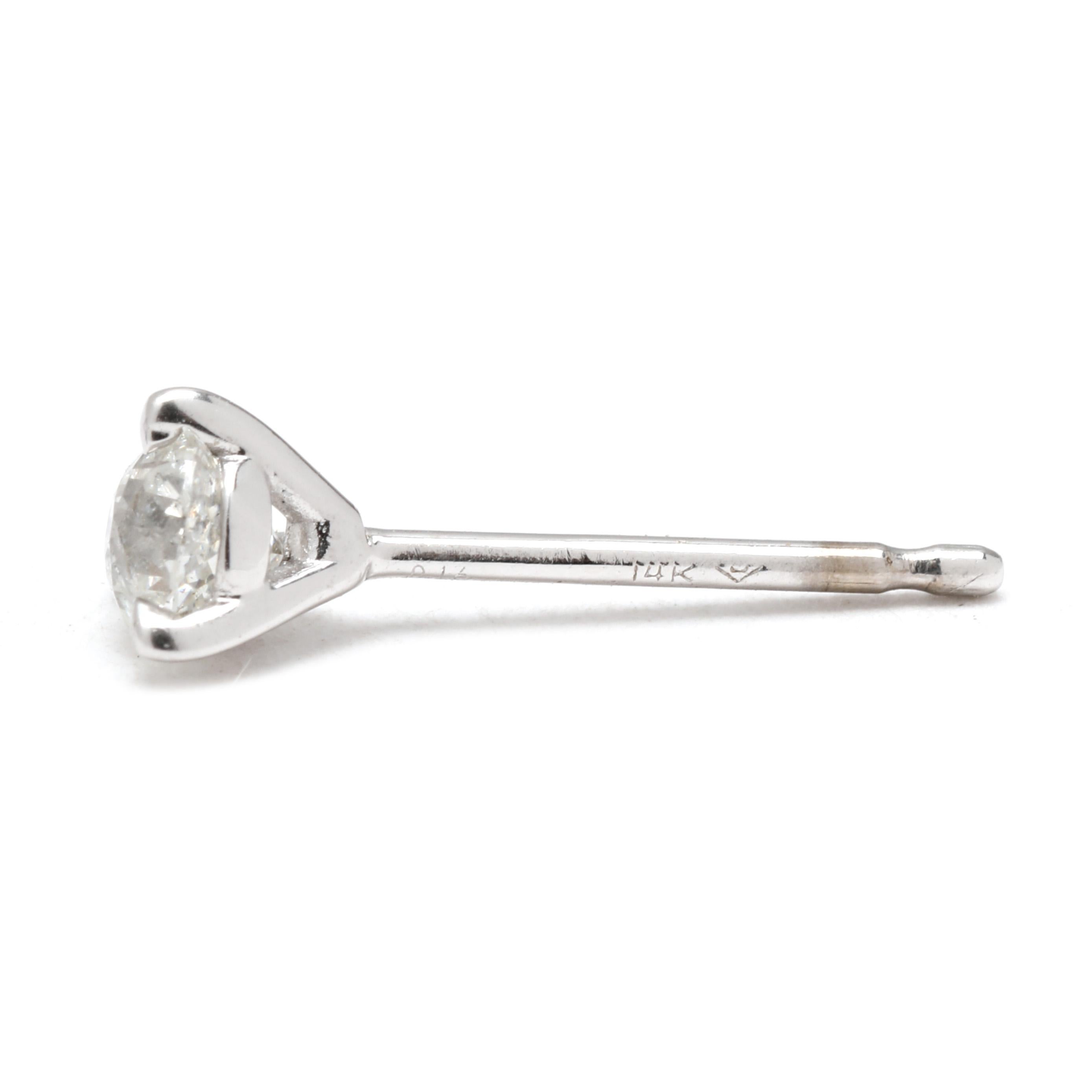Boucles d'oreilles minuscules en or blanc 14k, Crown of Light, diamants de 0,33ctw Bon état - En vente à McLeansville, NC