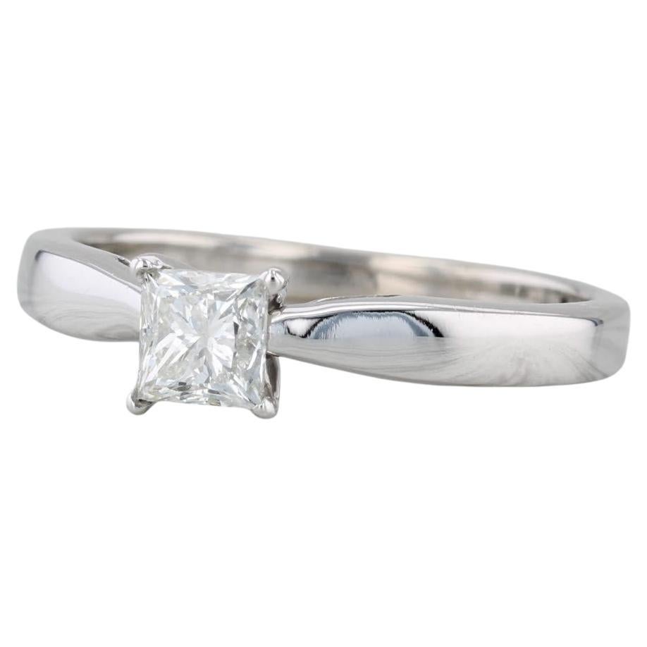 0.62ct Princess Diamond Solitaire Engagement Ring 14k White Gold Size 9