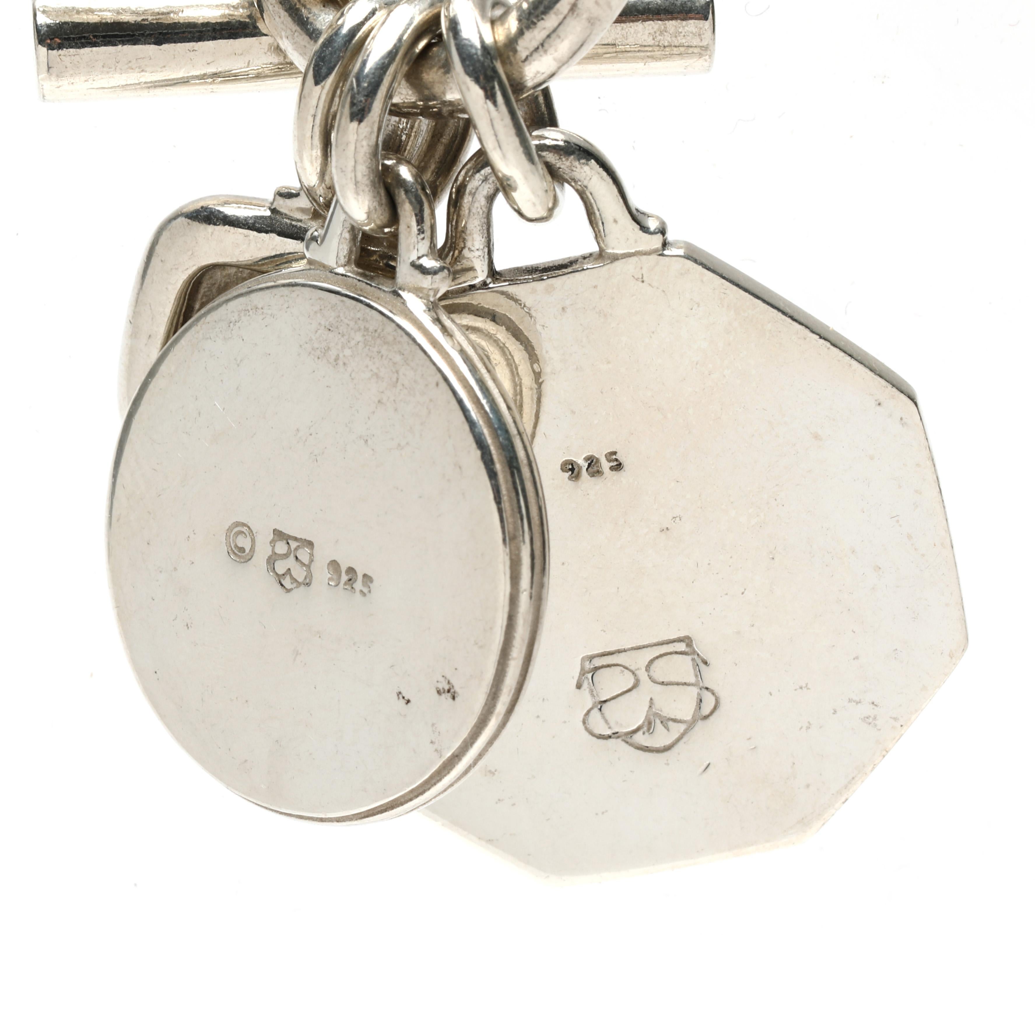 Collana a catena con charme grande di Slane & Slane, A. Silver, lunghezza 15,5