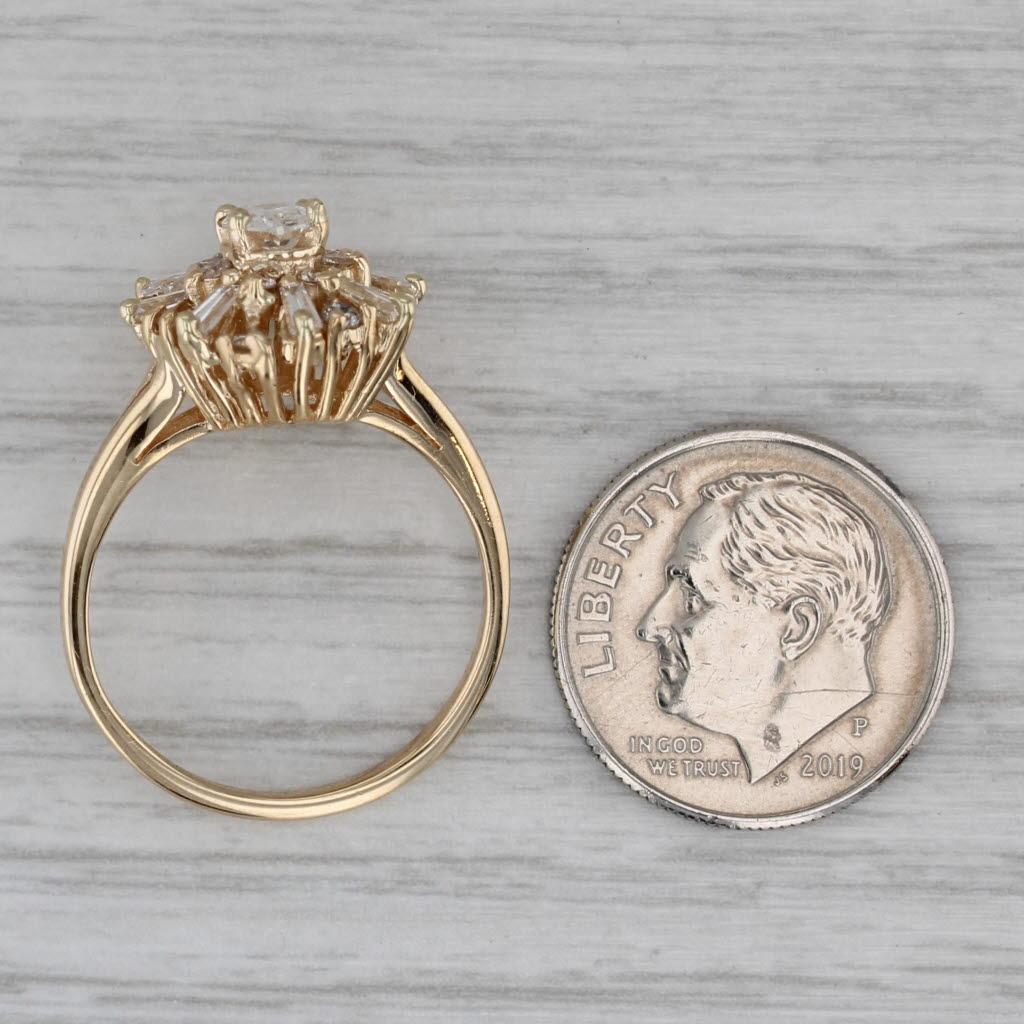 Anello di fidanzamento aureolato con diamante ovale da 1,46 carati in oro giallo 14k, misura 7 in vendita 2