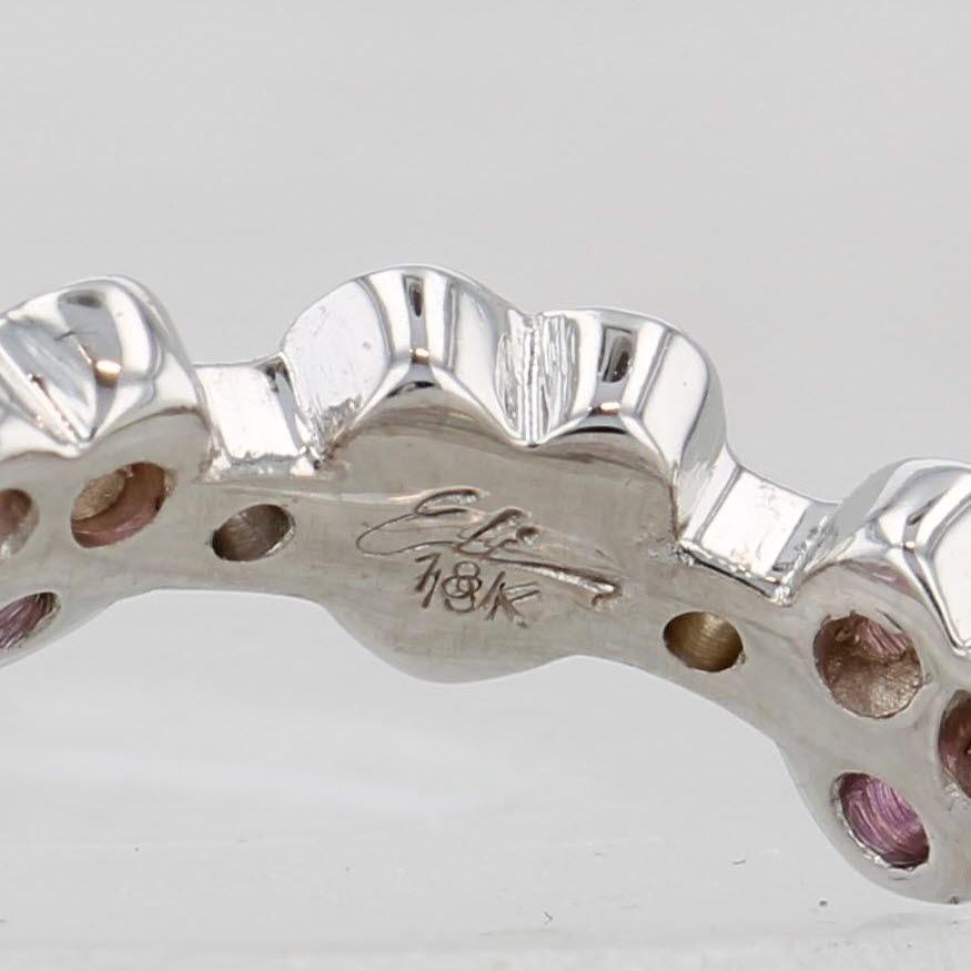 Anello di eternità con diamante e zaffiro rosa da 1 ctw in oro bianco 18 carati impilabile in vendita 2