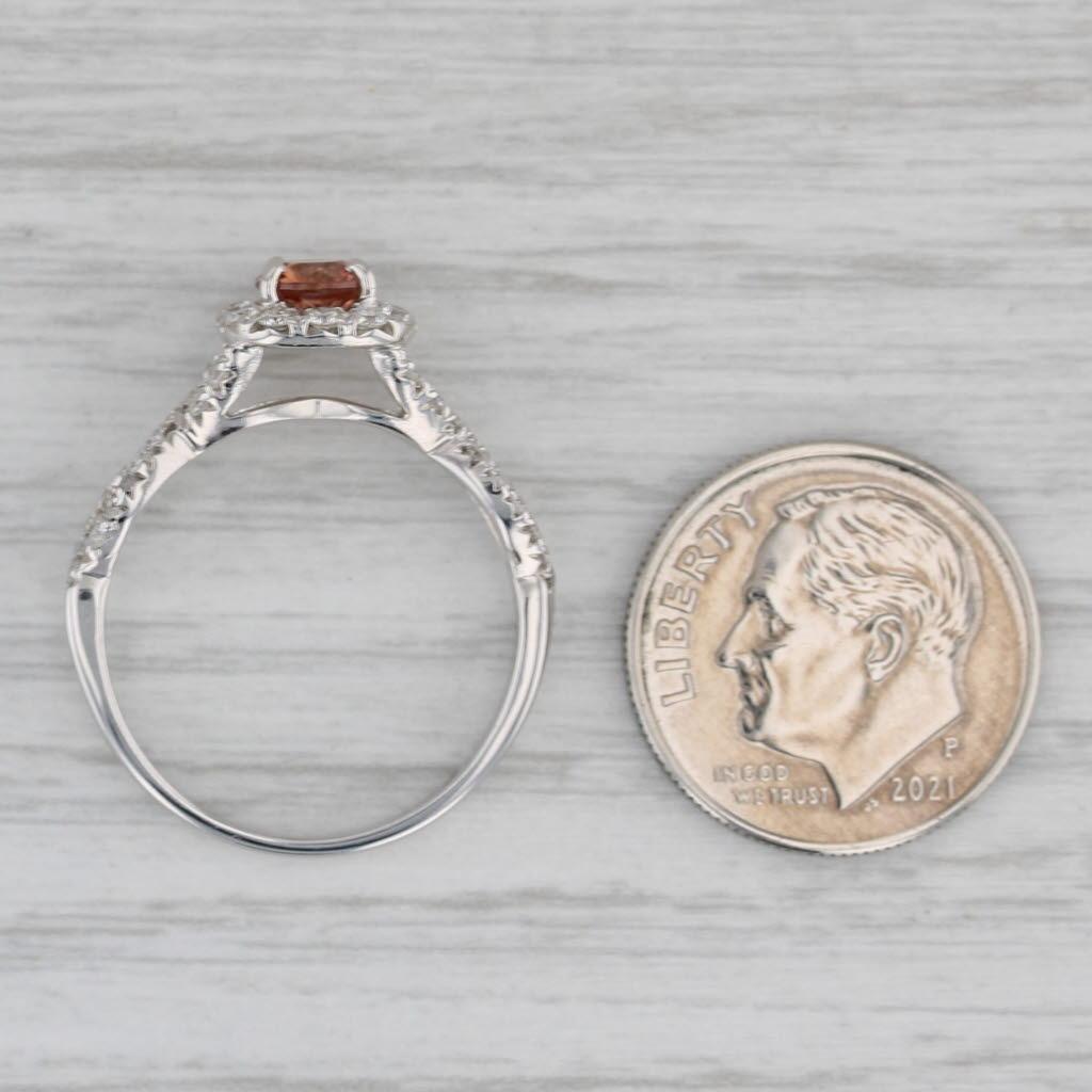 Anello aureolato con zircone marrone da 1,08 ct. in oro bianco 14k, misura 7,25, fidanzamento in vendita 2