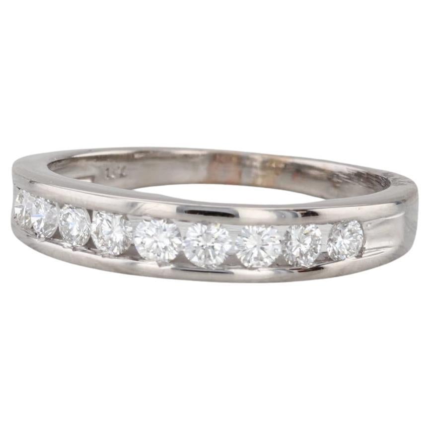 Fascia nuziale con diamante da 0,30 ct. in oro bianco 14k misura 7,25 Anello impilabile