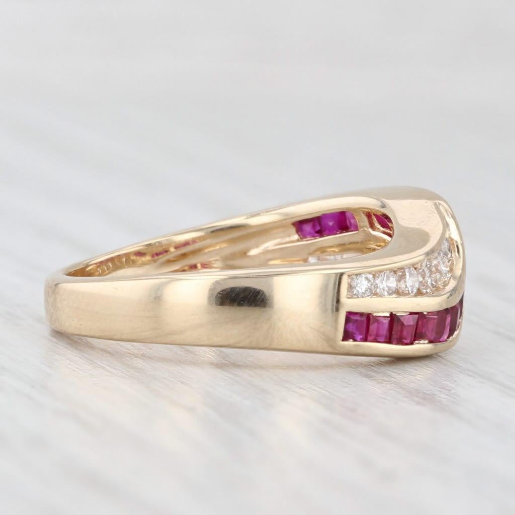 1.04ctw Ruby Diamond Contoured Ring 14k Yellow Gold Size 6.5 Band Unisexe en vente